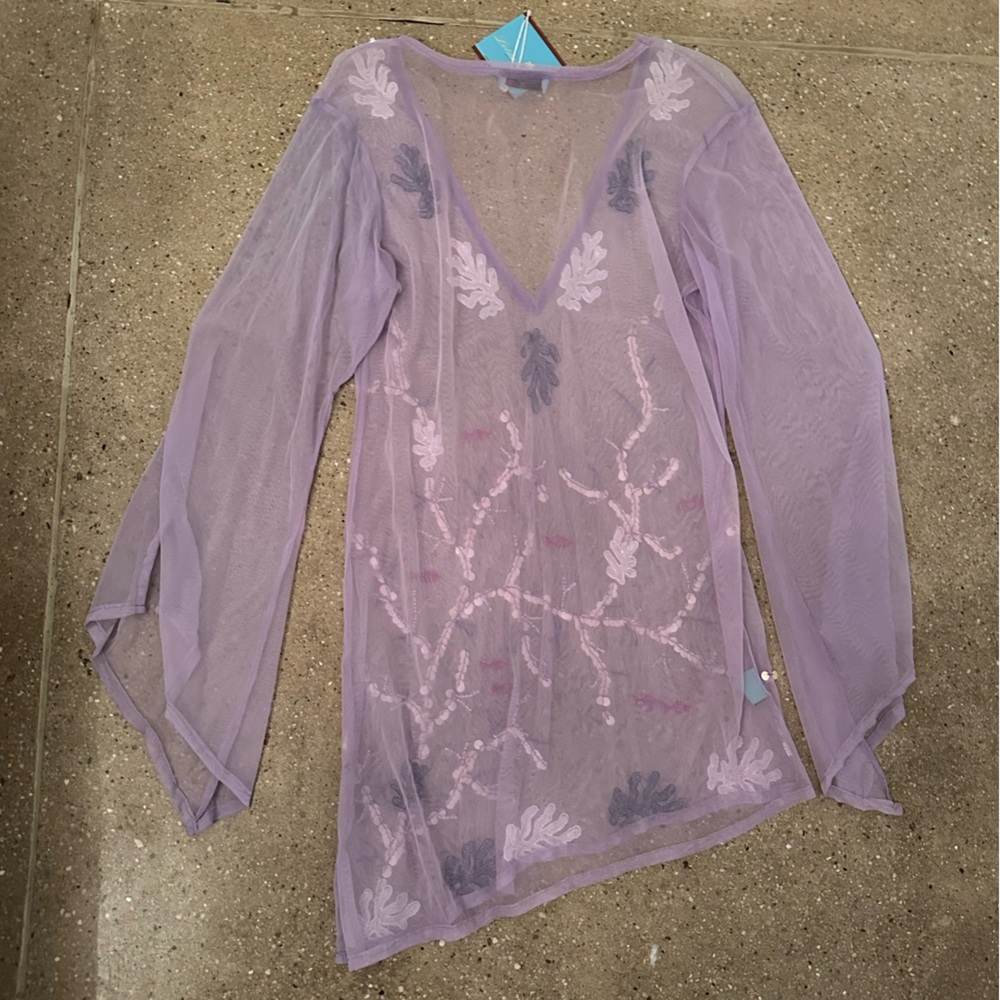 NWT Letarte Swimwear Mesh Sequin Asymmetrical Cover Up - Picture 2 of 5